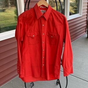 Sheplers mens western dress shirt vintage long sleeve pearl snap buttons reddish